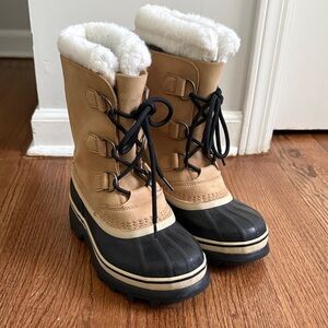 Sorel Tan and Black Kids Snow Boots